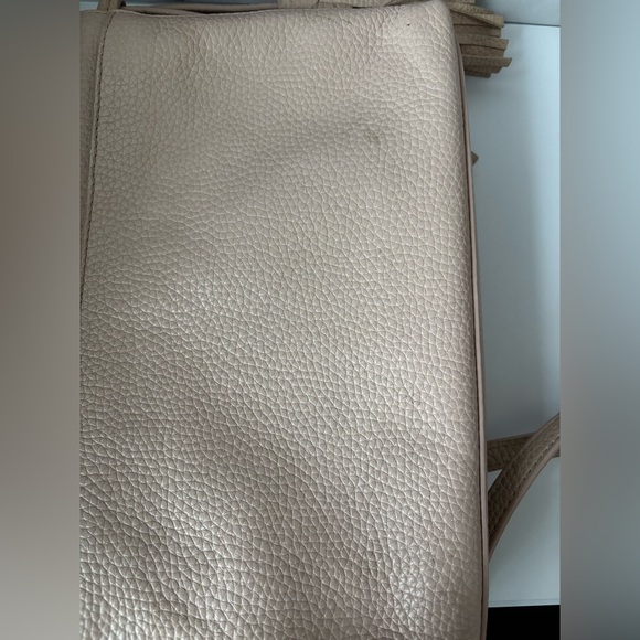 Tory Burch Pebbled Leather Fold-Over Crossbody Clutch Bag in Light Blush Pink - Picture 6 of 14